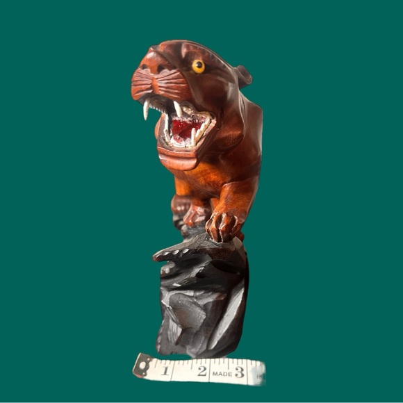 Vintage Solid Wood Roaring Panther on Ledge (VGVC) - Picture 12 of 12